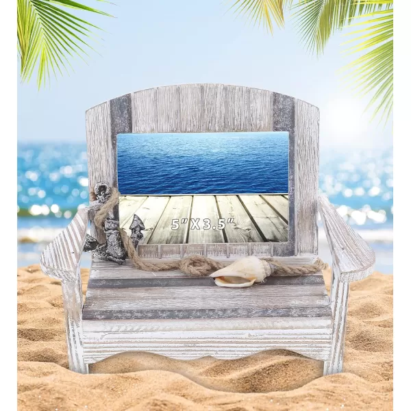 CoTa Global Silver Sea Chair 5x35 Beach Frame  Distressed Wood Beach Chair Picture Frame Handmade Picture Frame for Tabletop  7 Inch Color May Vary