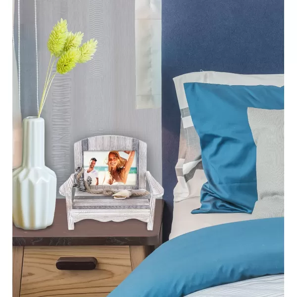 CoTa Global Silver Sea Chair 5x35 Beach Frame  Distressed Wood Beach Chair Picture Frame Handmade Picture Frame for Tabletop  7 Inch Color May Vary