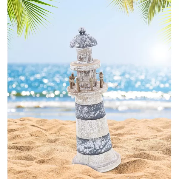 CoTa Global Silver Sea Lighthouse  Handmade Distressed Wooden Lighthouse Decoration Decorative Beach Style Tabletop Centerpiece Nautical Themed Home Decor  Small 85 Inch Color May Vary