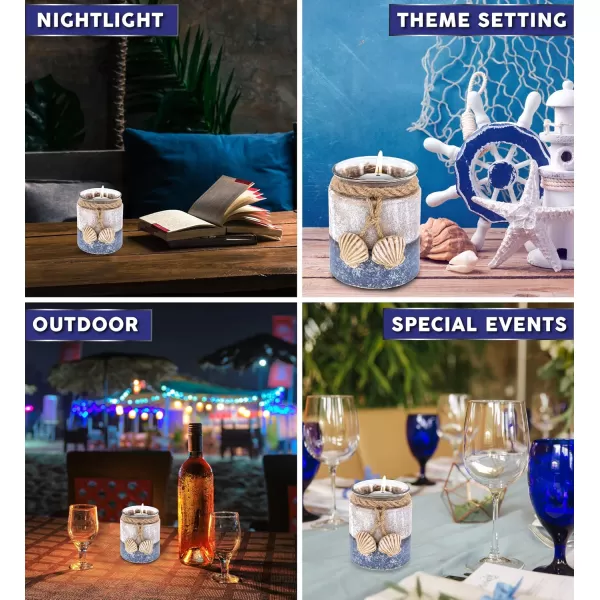 CoTa Global Silver Sea Sea Shell Candle Holder  Nautical Table Top Centerpiece Coastal Decor for Home Beach House Rustic Decorative Candle with Sea Shells Figure and Ropes  Handmade Color May Vary