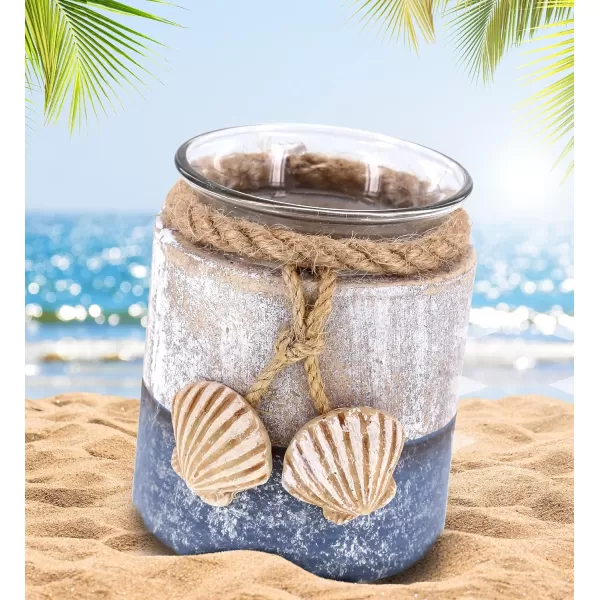 CoTa Global Silver Sea Sea Shell Candle Holder  Nautical Table Top Centerpiece Coastal Decor for Home Beach House Rustic Decorative Candle with Sea Shells Figure and Ropes  Handmade Color May Vary