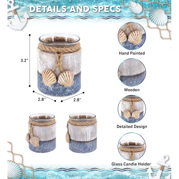 CoTa Global Silver Sea Sea Shell Candle Holder  Nautical Table Top Centerpiece Coastal Decor for Home Beach House Rustic Decorative Candle with Sea Shells Figure and Ropes  Handmade Color May Vary