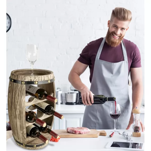 CoTa Global White and Gold Alexander Wine Rack  Freestanding Wooden Wine Holder for 8 Wine Bottles Decorative Bottle Rack Floor Stand Rustic Countertop Wine Storage Shelf Organizer for Wine BarModern Rustic