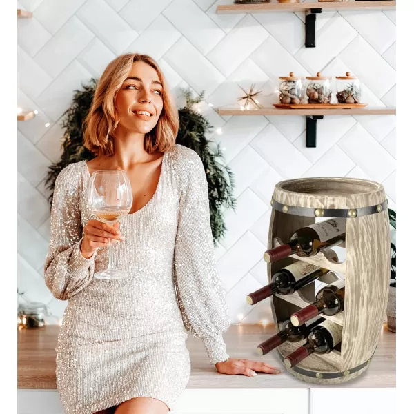 CoTa Global White and Gold Alexander Wine Rack  Freestanding Wooden Wine Holder for 8 Wine Bottles Decorative Bottle Rack Floor Stand Rustic Countertop Wine Storage Shelf Organizer for Wine BarModern Rustic