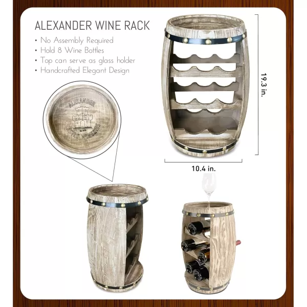 CoTa Global White and Gold Alexander Wine Rack  Freestanding Wooden Wine Holder for 8 Wine Bottles Decorative Bottle Rack Floor Stand Rustic Countertop Wine Storage Shelf Organizer for Wine BarModern Rustic