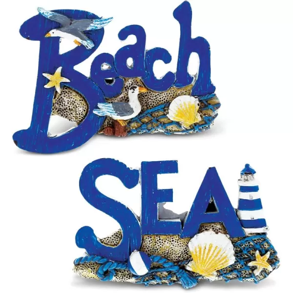CoTa Global Beach ampamp Sea Words Decor Refrigerator Nautical Magnets Set of 2  Assorted Ocean Design Cute Nautical Resin Magnets for Kitchen Fridge Locker Home Decor ampamp Office Decor Novelty  2 Pack
