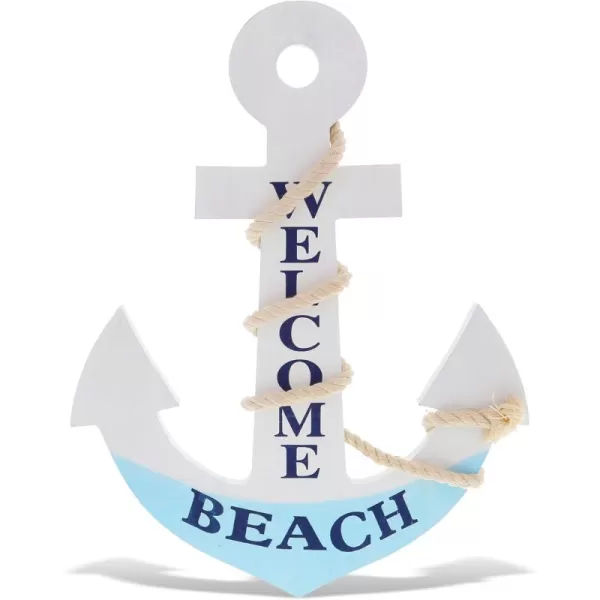 CoTa Global Blue Mist Wall Anchor  Handmade and Crafted Bright Wooden Anchor with Sea Ropes for Hanging Nautical Themed Home Decor Pastel Blue Anchor  14 Inch