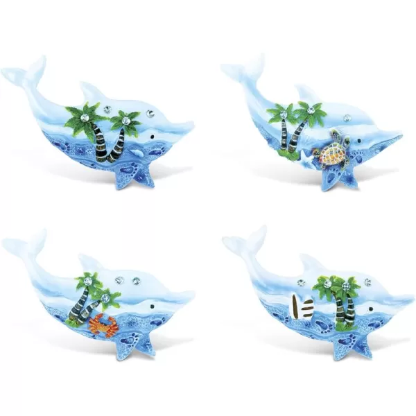 CoTa Global Dolphin Refrigerator Blue Sand Magnets Set of 4  Assorted Resin Beach Design Fun ampamp Cute Sea Animal Diamond Magnet for Kitchen Fridge Locker Home Decor ampamp Office Decor Novelty  4 Pack