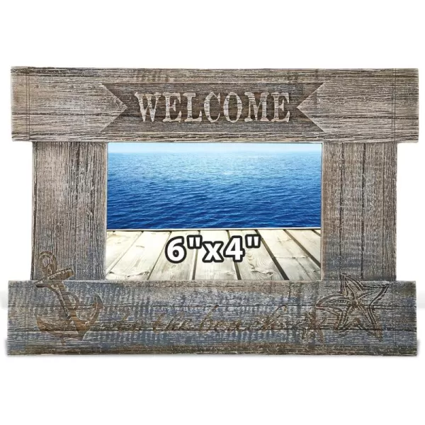 CoTa Global Driftwood Wooden Lighthouse Decor  Handcrafted Nautical Decor Lighthouse with Text Ocean Decor Wood Sculpture Table Top Centerpiece Beach Decorations for Home and Bathroom  108 InchesAnchor Frame