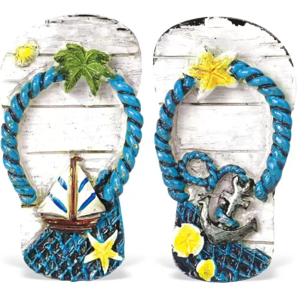 CoTa Global Flip Flops Refrigerator Nautical Blue Magnets Set of 2  Assorted Resin Beach Design Fun and Cute Ocean Magnets for Kitchen Fridge Locker Home Decor ampamp Office Decor Novelty  2 Pack