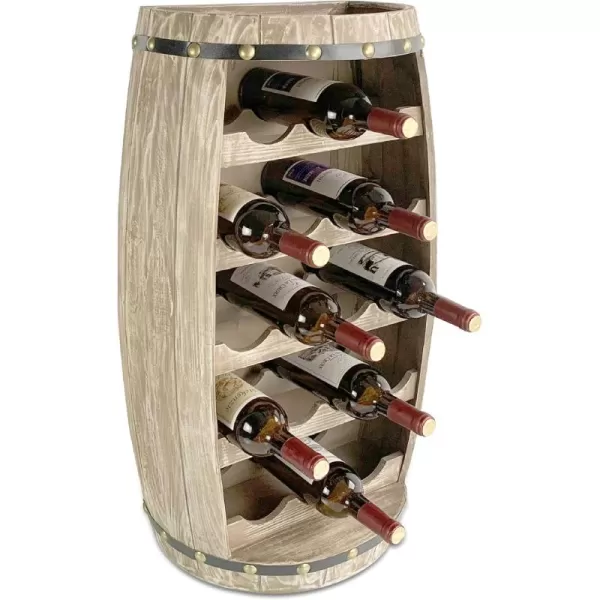 CoTa Global Modern Alexander Wall Mounted Wine Rack  18 Wine Bottles Freestanding Wooden Barrel Wine Holder Hanging Bottle Rack or Floor Stand Wine Storage Shelf Organizer for Wine Bar Home DcorModern