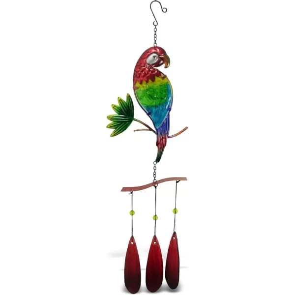 CoTa Global Parrot Wind Chime  Handmade Glass ampamp Metal Chime  Tropical Bird Hanging Decor  Colorful Home Decor Gift Indoor and Outdoor Hanging Decoration for Porch Patio and Garden  327 Inch