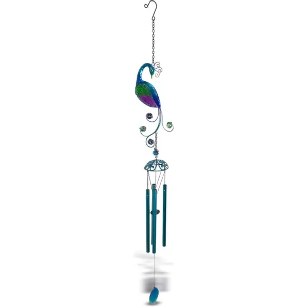 CoTa Global Peacock Wind Chime  Handmade Glass ampamp Metal Chime  Bird Wild Life Hanging Decor  Colorful Home Decor Gift Indoor ampamp Outdoor Hanging Decoration for Porch Patio and Garden  409 Inches