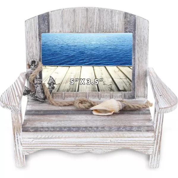 CoTa Global Silver Sea Chair 5x35 Beach Frame  Distressed Wood Beach Chair Picture Frame Handmade Picture Frame for Tabletop  7 Inch Color May Vary