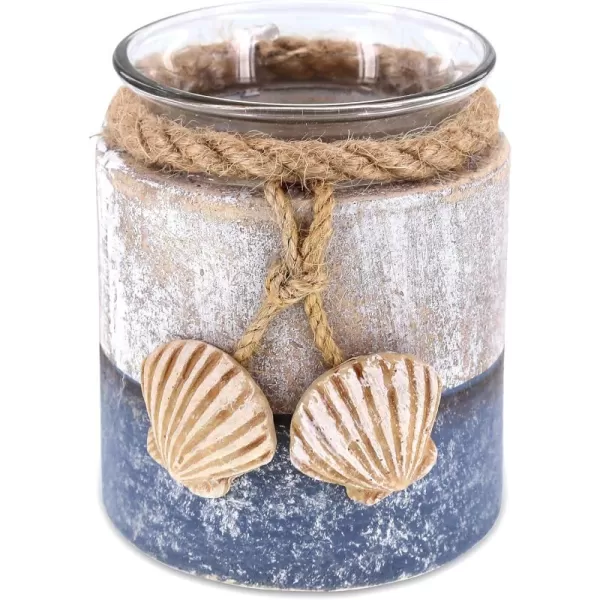 CoTa Global Silver Sea Sea Shell Candle Holder  Nautical Table Top Centerpiece Coastal Decor for Home Beach House Rustic Decorative Candle with Sea Shells Figure and Ropes  Handmade Color May Vary