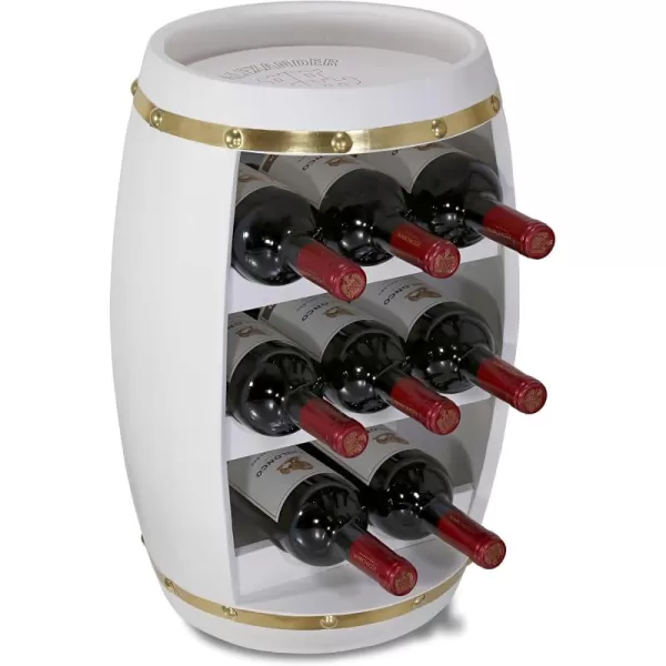 CoTa Global White and Gold Alexander Wine Rack  Freestanding Wooden Wine Holder for 8 Wine Bottles Decorative Bottle Rack Floor Stand Rustic Countertop Wine Storage Shelf Organizer for Wine BarWhiteGold