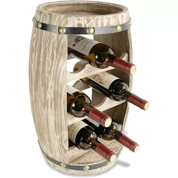 CoTa Global White and Gold Alexander Wine Rack  Freestanding Wooden Wine Holder for 8 Wine Bottles Decorative Bottle Rack Floor Stand Rustic Countertop Wine Storage Shelf Organizer for Wine BarModern Rustic