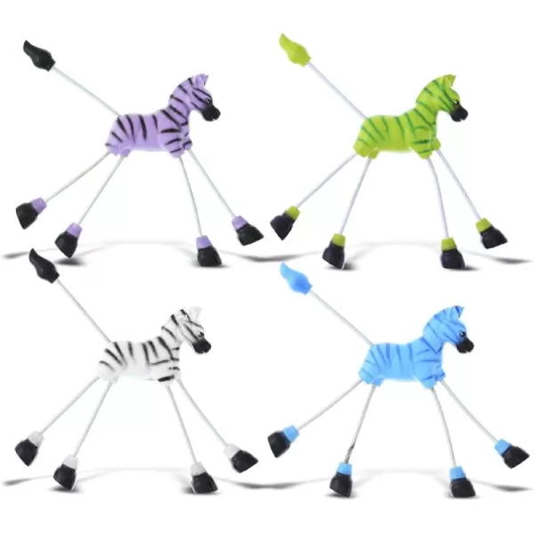 CoTa Global Zebra Refrigerator Springy Magnets Set of 4  Assorted Color Cute Wild Life Animal Springy Magnets For Kitchen Fridge Door Cool Zoo Animal Home and Office Novelty Decor Accessory  4 Pack