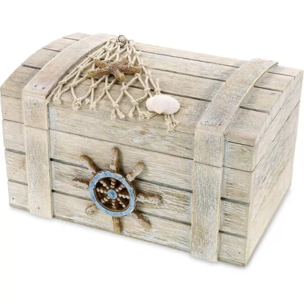 Puzzled COTA Global Vintage Wooden Jewelry Box  Handcrafted Nautical Trinket with Starfish Decorations Accent Tabletop Home Decor Beach Jewelry Storage Organizer  68 Inches
