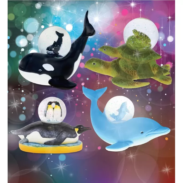 CoTa Global Killer Whale Dolphin Turtle Penguin Snow Globe Set of 4  Animal Water Globe Figurines Collectible Novelty Ornament for Home Decor Gift for Birthdays Christmas Valentine  45mm
