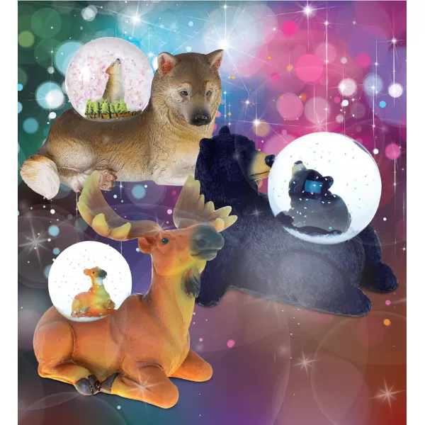 CoTa Global Moose Black Bear Wolf Snow Globe Set of 3  Wild Animal Water Globe Figurines Collectible Novelty Ornament for Home Decor Gift for Birthdays Christmas and Valentine  45mm