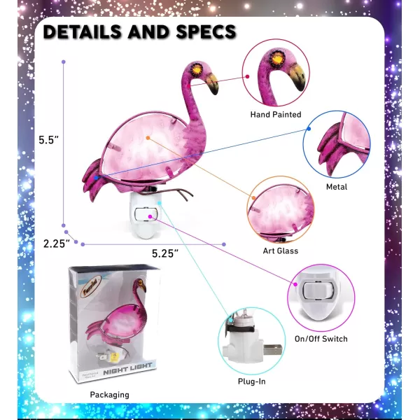 Puzzled Glass Art Night Light Plug in Decorative Socket Lamp Manual On ampamp Off Portable Light for Stairway Bedroom Bathroom Nursery Home Accessory ampamp Kitchen Decor  Flamingo