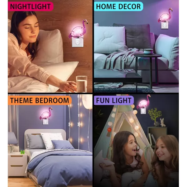 Puzzled Glass Art Night Light Plug in Decorative Socket Lamp Manual On ampamp Off Portable Light for Stairway Bedroom Bathroom Nursery Home Accessory ampamp Kitchen Decor  Flamingo
