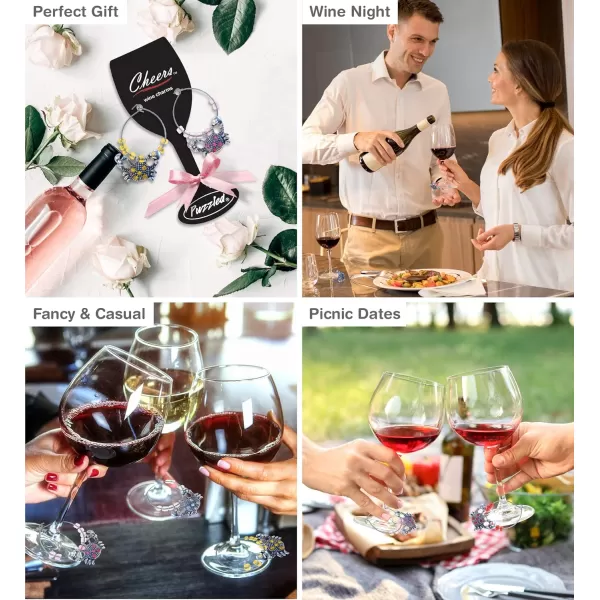 Puzzled Metal Crab Wine Charms Set of 6