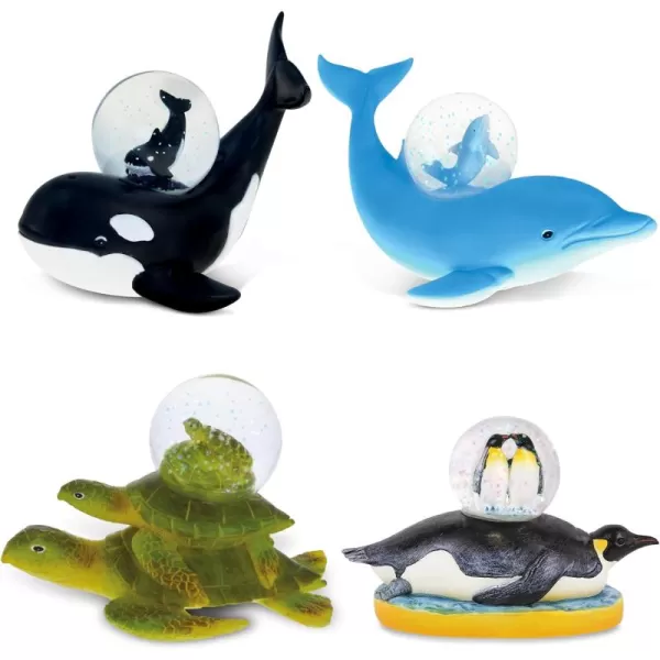 CoTa Global Killer Whale Dolphin Turtle Penguin Snow Globe Set of 4  Animal Water Globe Figurines Collectible Novelty Ornament for Home Decor Gift for Birthdays Christmas Valentine  45mm
