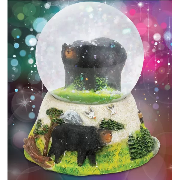 COTA Global Black Bear Stone Snow Globe  Sparkly Water Globe Figurine with Sparkling Glitter Collectible Novelty Ornament for Home Decor for Birthdays Christmas and Valentines Day