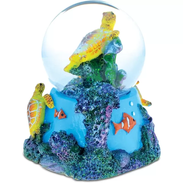 COTA Global Nautical Island Sea Turtle Snow Globe 65mm Figure Intricate Art Resin Coral Sculpture Ocean ampamp Sea Life Theme Dcor Handcrafted Hand Painted Tabletop Figurine Accent Unique Gift Souvenir