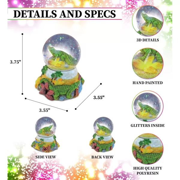 CoTa Global Alligator Stone Snow Globe  Sparkly Water Globe Figurine with Sparkling Glitter Collectible Novelty Ornament for Home Decor for Birthdays Christmas and Valentines Day