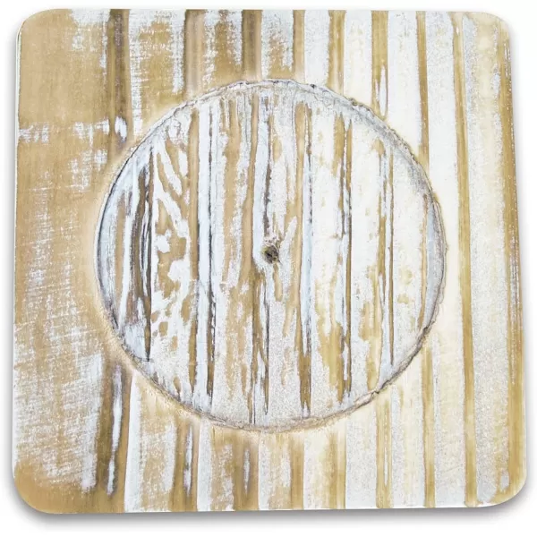 CoTa Global Baja Beach Starfish Nautical Wooden Coaster Set  Rustic Square Coaster Set with Holder Cute Beach Theme Drink Coasters Set for Spill and Scratch Free Tabletop  6 Coasters and Holder Set