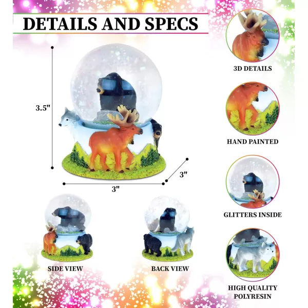 CoTa Global Black Bear Snow Globe  Sparkly Water Globe Figurine with Sparkling Glitter Collectible Novelty Ornament for Home Decor for Birthdays Christmas and Valentines Day  65mm