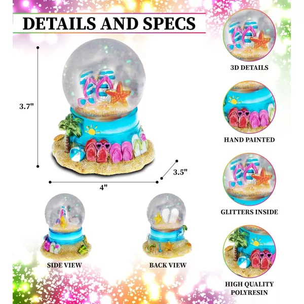 CoTa Global Cool Summer Beach Sandals Snow Globe  Water Globe Figurine with Sparkling Glitter Collectible Novelty Ornament for Home Decor for Birthdays Holiday and Valentines  65mm