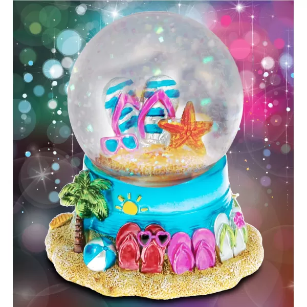CoTa Global Cool Summer Beach Sandals Snow Globe  Water Globe Figurine with Sparkling Glitter Collectible Novelty Ornament for Home Decor for Birthdays Holiday and Valentines  65mm