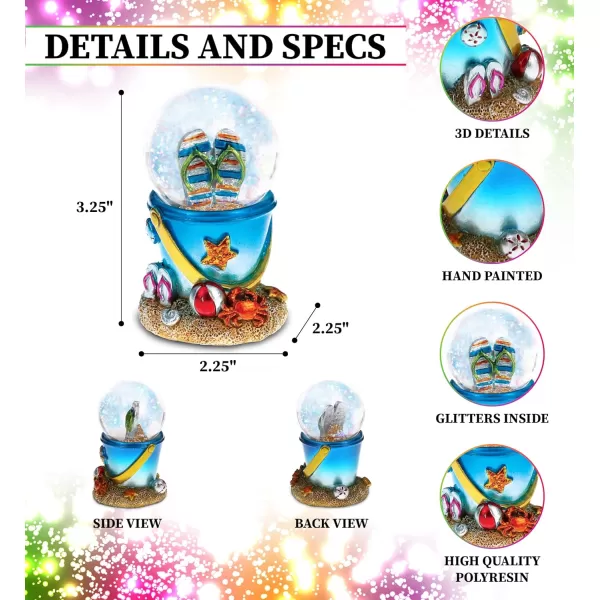 CoTa Global Cool Summer Sandals Beach Bucket Snow Globe  Water Globe Figurine with Sparkling Glitter Collectible Novelty Ornament for Home Decor for Birthdays and Valentines  45mm