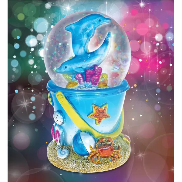 CoTa Global Dolphin Sand Bucket Snow Globe  Water Globe Figurine with Sparkling Glitter Collectible Novelty Ornament for Home Decor for Birthdays Christmas and Valentines  65mm