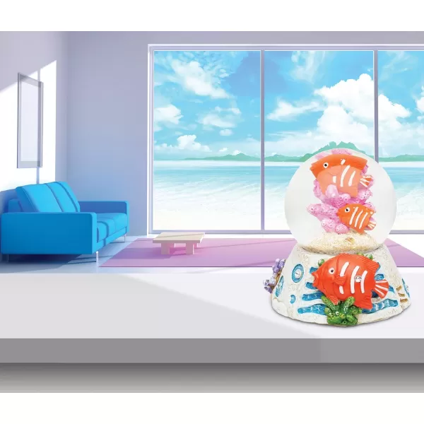 CoTa Global Fish Snow Globe Dome Resin Animals Underwater Collection Ocean Life Nautical Corals Aquatic Marine Theme Room Decor Table Top Accent Size 355 x 375 inches Novelty Craft Decorative Gift