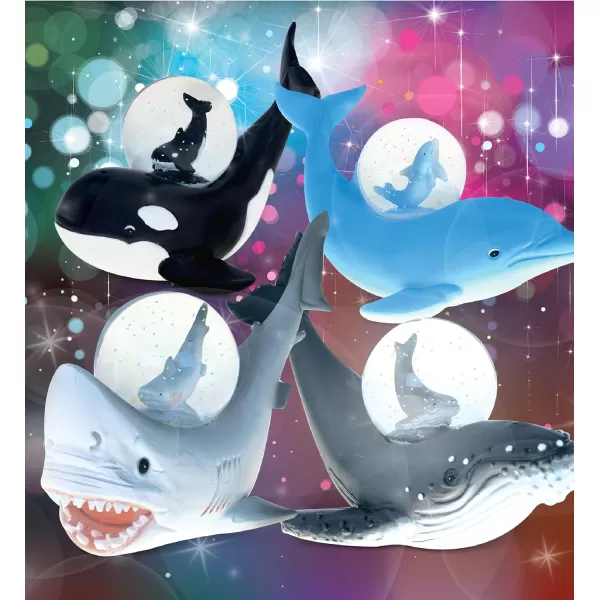 CoTa Global Killer Whale Humpback Shark Dolphin Snow Globe Set of 4  Animal Water Globe Figurines Collectible Novelty Ornament for Home Decor Gift for Birthdays Christmas Valentine  45mm