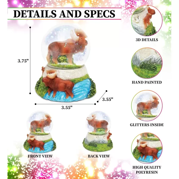 CoTa Global Moose Stone Snow Globe  Sparkly Water Globe Figurine with Sparkling Glitter Collectible Novelty Ornament for Home Decor for Birthdays Christmas and Valentines Day