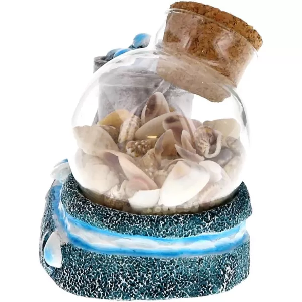 CoTa Global Ocean Breeze Beach Theme Dcor Blue and Silver Sand and Shell Beach Bucket Bottle Handcrafted Hand Painted Home Accent Kitchen Bedroom Living Room Unique Gift Souvenir Snow Globe