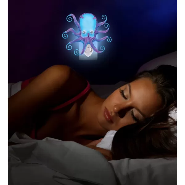 CoTa Global Ocean Life Night Lights  Sea Horse Mermaid Starfish Octopus Home Decor Wall Plug in Night Lights with Switch Unique Decorative Metal Glass Nightlights for Home  4 Piece