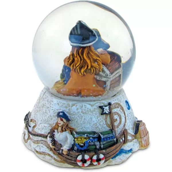 CoTa Global Pirate Snow Globe Dome Resin Captain w Treasure Chests Dome Collection Ocean Life Nautical Aquatic Marine Theme Room Decor Table Top Accent Size 355 x 375 inches Novelty Craft Gift