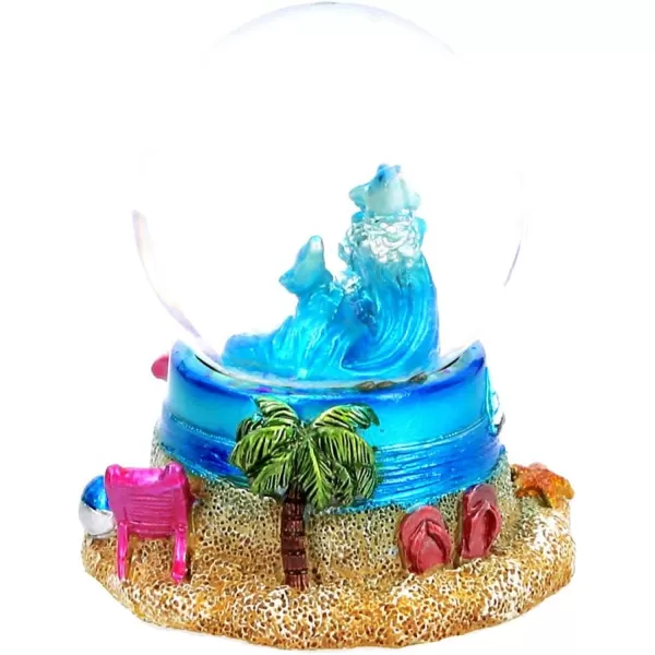 CoTa Global Resin Stone Cool Summer Dolphin Coastal Snow Globe 45mm 25quot Sea Animals Glass Statue Art Handcrafted Glitter Dome Tabletop Sculpture Desk Centerpiece Accent  Ocean Home Dcors