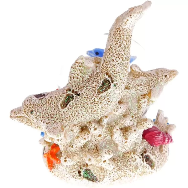 CoTa Global Resin Stone Dolphin Coral Reef Snow Globe 45mm 275quot Sea Animals Glass Statue Art Handcrafted Sand Glitter Dome Tabletop Sculpture Desk Centerpiece Accent  Ocean Home Dcor