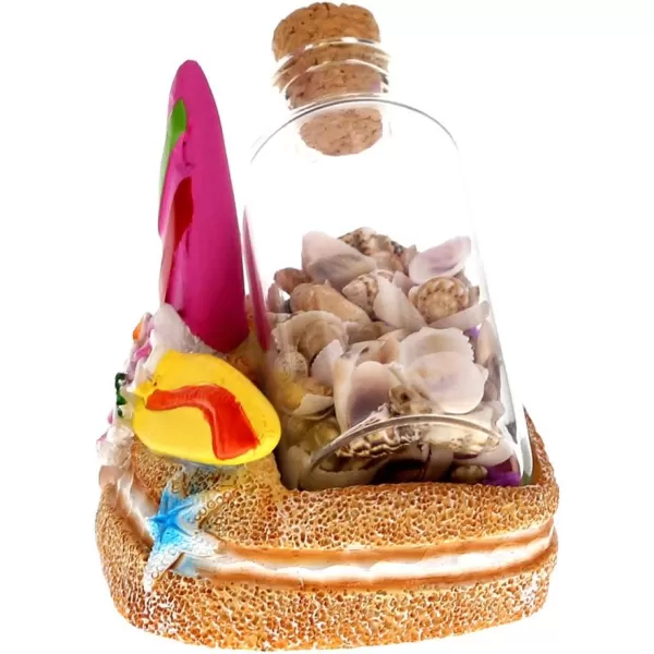 CoTa Global Resin Surfboards Miniature with Seashells in a Bottle 35 Inch Intricate ampamp Meticulous Art Figurine Decorative Tabletop Sculpture Centerpiece Snow Globe Tropical Beach Themed Home Dcor