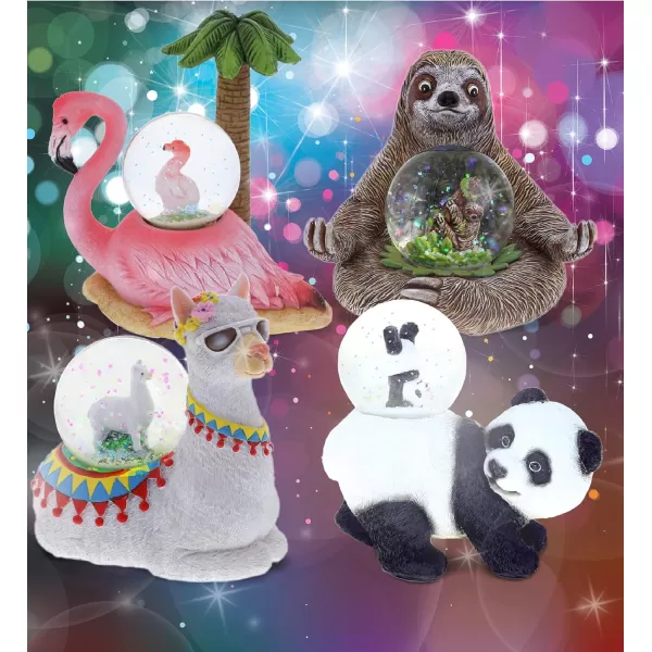 CoTa Global Sloth Llama Flamingo Panda Snow Globe Set of 4  Wild Animals Water Globe Figurines Collectible Novelty Ornament for Home Decor Gift for Birthdays Christmas and Valentine  45mm
