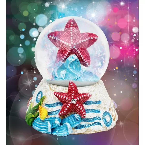 CoTa Global Starfish Stone Snow Globe  Sparkly Water Globe Figurine with Sparkling Glitter Collectible Novelty Ornament for Home Decor for Birthdays Christmas and Valentines Day