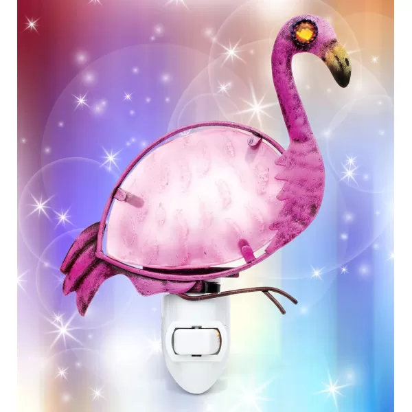 CoTa Global Wildlife Nightlights  Frog Flamingo Giraffe and Shark Home Decor Wall Plug in Night Lights with Switch Decorative Metal Glass Nightlights  4 Pcs Set